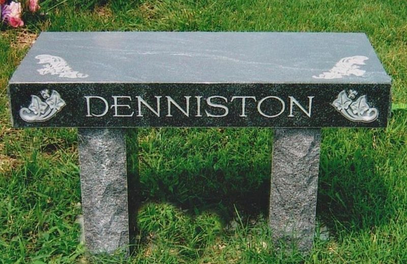 Denniston Black Bench Memorial with Ivy