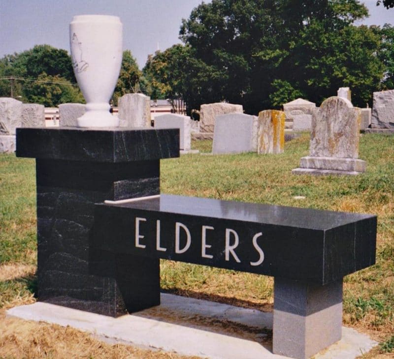 Elders Variegated Black Memorial with Marble Vase