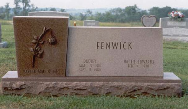 Bronze Art Broken Rose on Red Fenwick Headstone