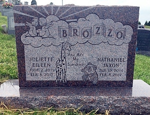 Brozzo Infant and Child Headstone with Panda and Giraffe